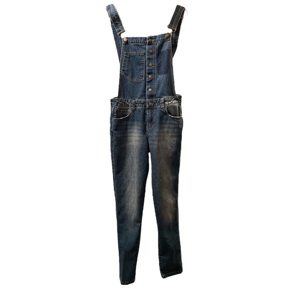 Life in Progress Distressed Snap Front Denim Overalls XS - Picture 4 of 9